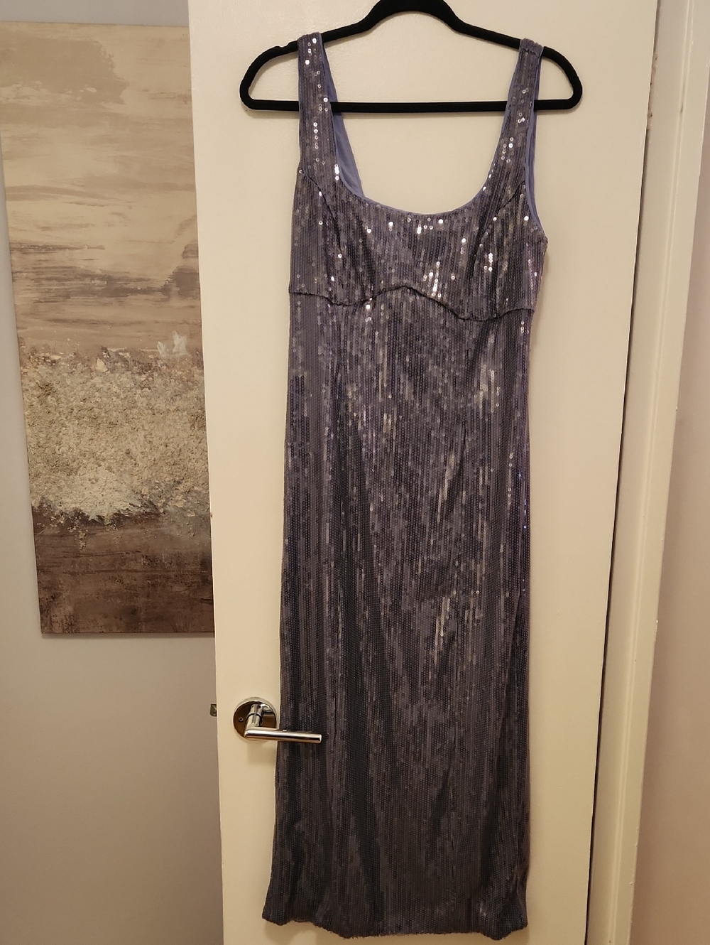 Pilcro Lavender Sequin Scoop-Neck Maxi Dress